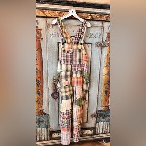 Magnolia Pearl Multicolor Madras Patchwork Overalls
